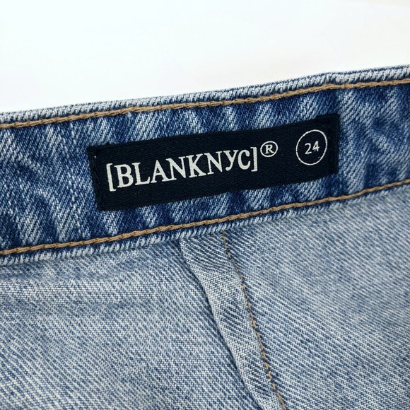 Blank NYC Size 24 XXS Womens Fringe Hem Wrap Mini Denim Skirt in Light Blue - Picture 9 of 13